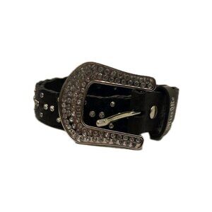 Women's Black Miss Me Silver Studded with Rhinestones XL - 35" Bling